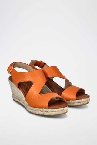 Leren Sandalen met Sleehak Yuste - Oranje