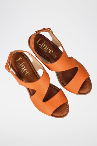 Leren Sandalen met Sleehak Yuste - Oranje