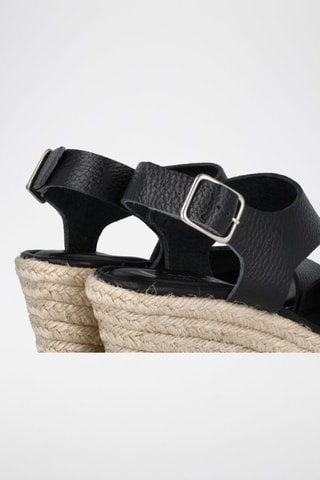 Leren Sandalen met Sleehak Yuste - Zwart