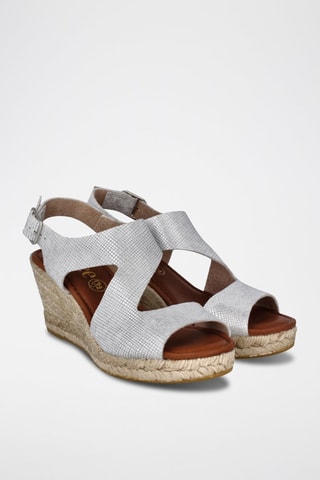 Leren Sandalen met Sleehak Yuste - Zilverkleurig