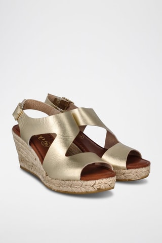 Leren Sandalen met Sleehak Yuste - Goudkleurig