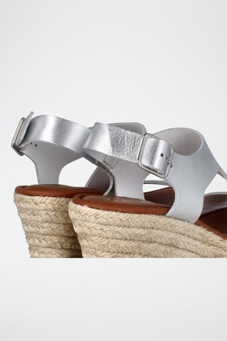Leren Sandalen met Sleehak Yuste - Zilverkleurig