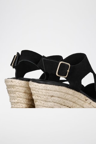 Nubuck Sandalen met Sleehak Yuste - Zwart