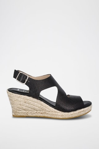 Leren Sandalen met Sleehak Yuste - Zwart