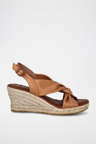 Leren Sandalen met Sleehak Yuste - Camel