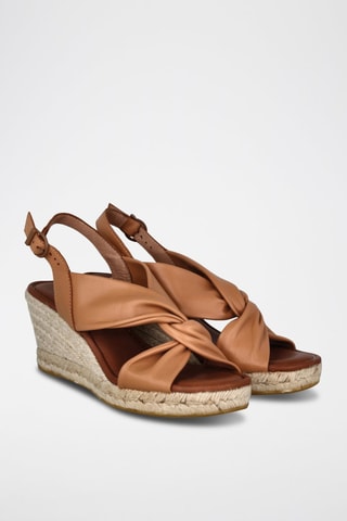 Leren Sandalen met Sleehak Yuste - Camel