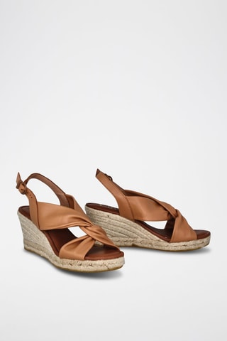 Leren Sandalen met Sleehak Yuste - Camel