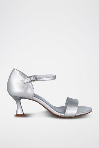 Leren Sandalen met Hak Saray - Zilverkleurig