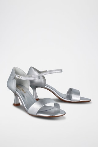 Leren Sandalen met Hak Saray - Zilverkleurig