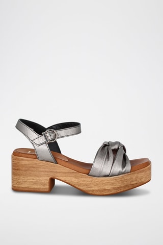 Leren Sandalen met Hak Florencia - Zilverkleurig