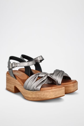 Leren Sandalen met Hak Florencia - Zilverkleurig