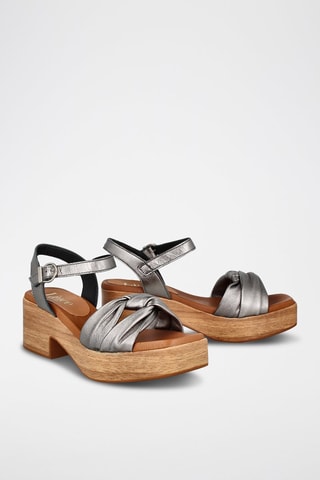 Leren Sandalen met Hak Florencia - Zilverkleurig
