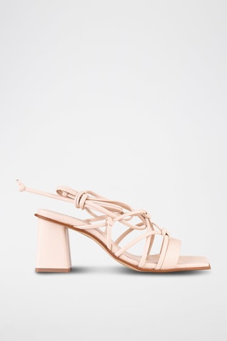 Leren Romeinse Sandalen met Hak - Zachtroze  