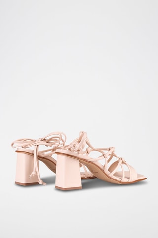 Leren Romeinse Sandalen met Hak - Zachtroze  