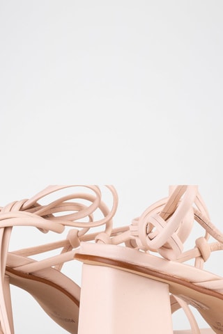 Leren Romeinse Sandalen met Hak - Zachtroze  