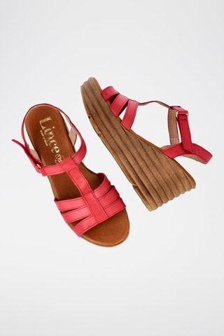 Leren Sandalen met Sleehak - Rood