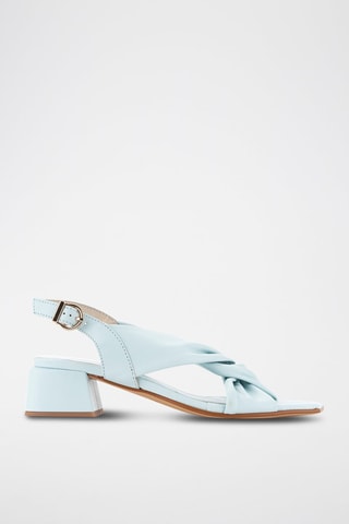 Leren Sandalen met Hak - Hemelsblauw
