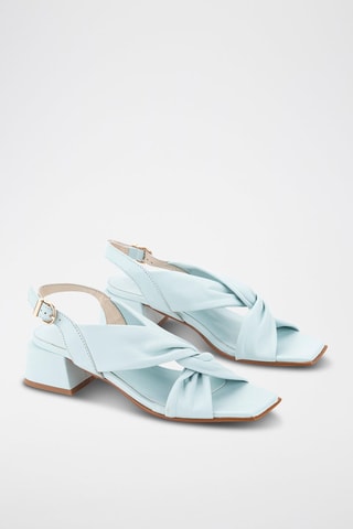Leren Sandalen met Hak - Hemelsblauw