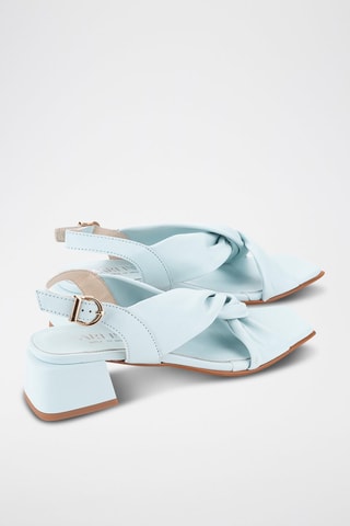 Leren Sandalen met Hak - Hemelsblauw