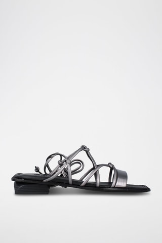 Leren Romeinse Sandalen - Zilverkleurig