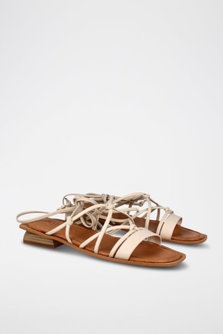 Leren Romeinse Sandalen - Beige