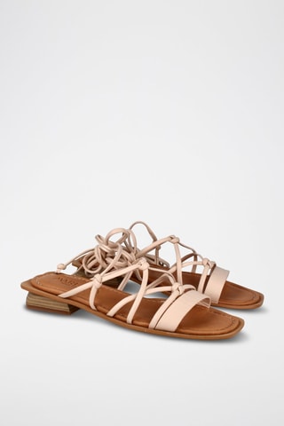 Leren Romeinse Sandalen - Beige
