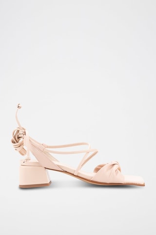 Leren Romeinse Sandalen met Hak - Nude 