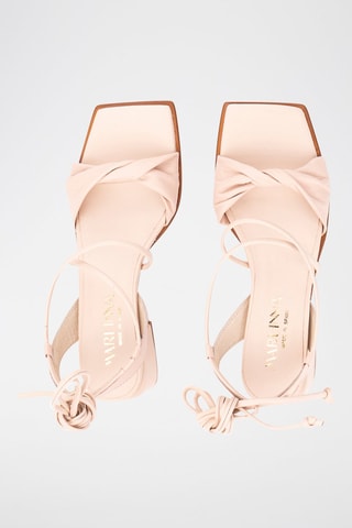 Leren Romeinse Sandalen met Hak - Nude 