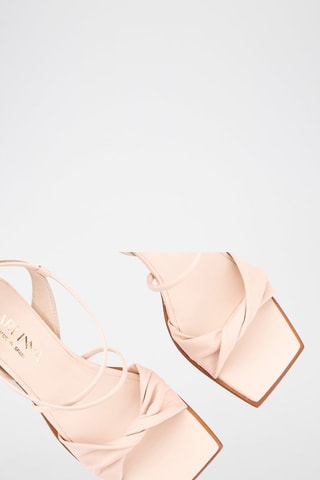 Leren Romeinse Sandalen met Hak - Nude 