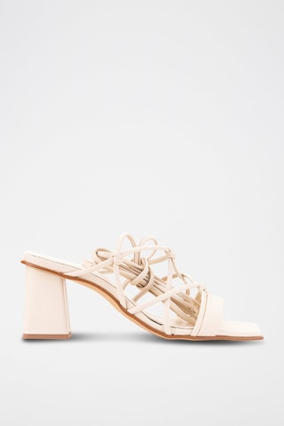 Leren Romeinse Sandalen met Hak - Beige 