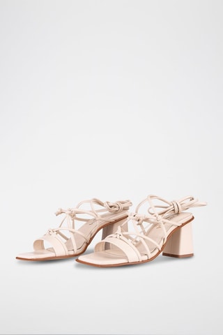 Leren Romeinse Sandalen met Hak - Beige 