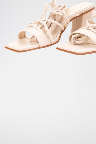 Leren Romeinse Sandalen met Hak - Beige 