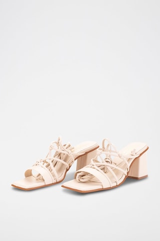 Leren Romeinse Sandalen met Hak - Beige 