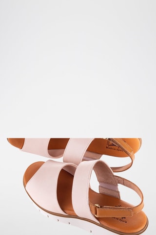 Leren Sandalen met Sleehak Velvet - Lichtroze en Camel
