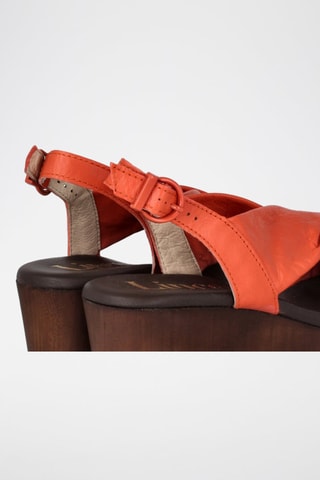 Leren Sandalen met Sleehak Candela - Oranje