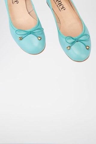 Leren Ballerina's - Turquoise