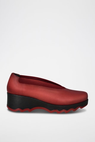 Leren Ballerina's met Sleehak Mati - Bordeauxrood