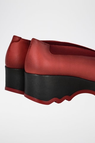 Leren Ballerina's met Sleehak Mati - Bordeauxrood