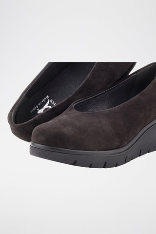 Nubuck Ballerina's met Sleehak Cherry - Donkergrijs