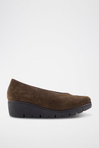 Nubuck Ballerina's met Sleehak Cherry - Kaki