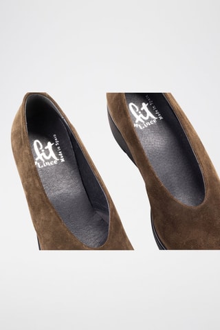 Nubuck Ballerina's met Sleehak Cherry - Kaki