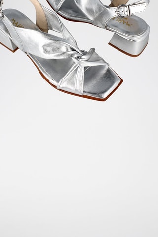 Leren Sandalen met Hak - Zilverkleurig