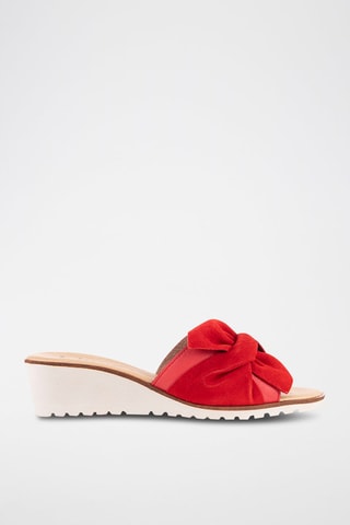 Mules à talons en nubuck - Rouge