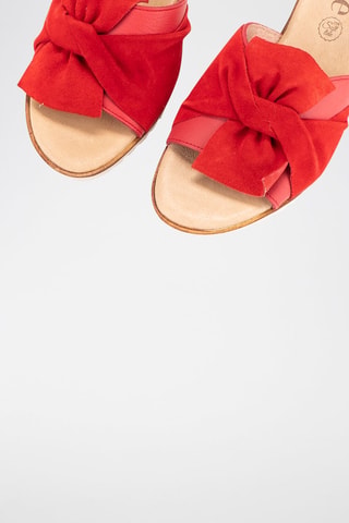 Mules à talons en nubuck - Rouge