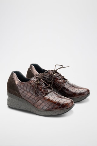Sneakers con zeppa in pelle scamosciata Opako - Marrone