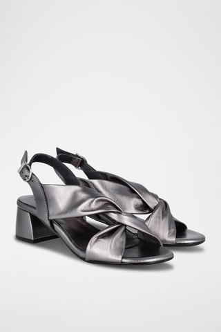 Leren Sandalen met Hak Eclat - Metallic Grijs