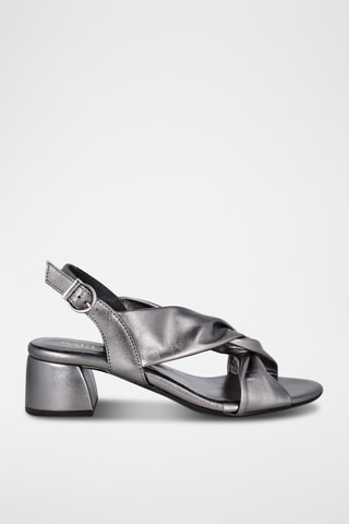 Leren Sandalen met Hak Eclat - Metallic Grijs