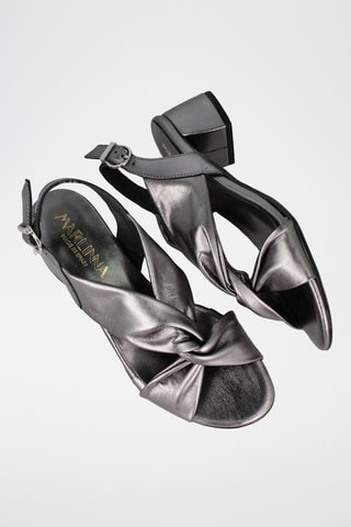 Leren Sandalen met Hak Eclat - Metallic Grijs