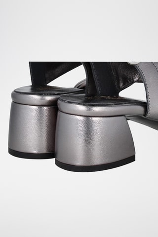 Leren Sandalen met Hak Eclat - Metallic Grijs