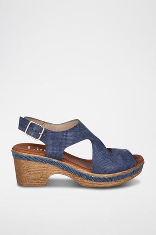 Leren Sandalen met Hak Carre - Blauw